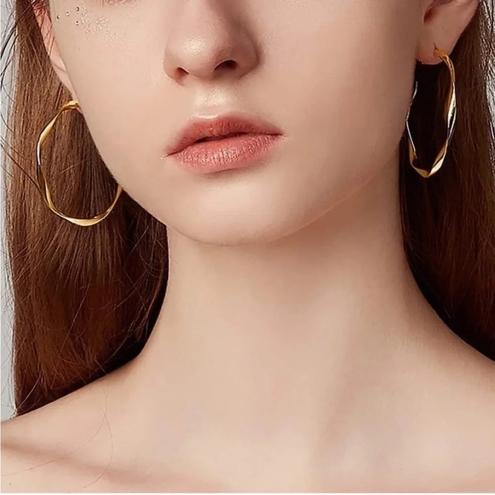 Gold 14k Gold Plated Twist Hoop Earrings